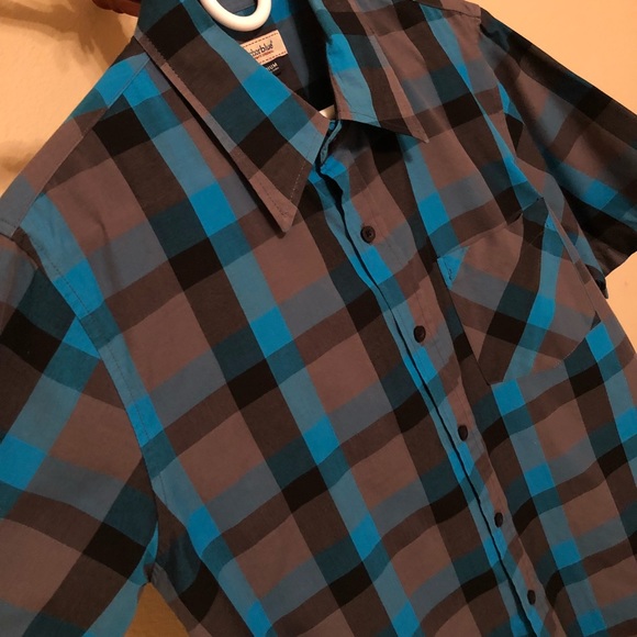 Anchor Blue Checkered Button-down Polo Shirt 👕 - Picture 4 of 5